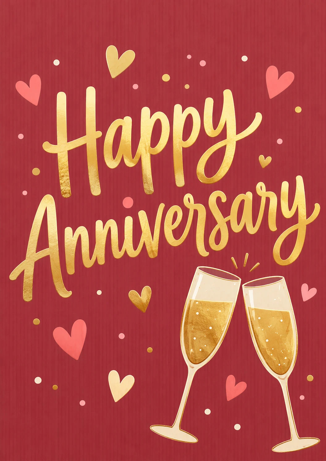 Gold Foil Champagne Toast Anniversary Card for Him
