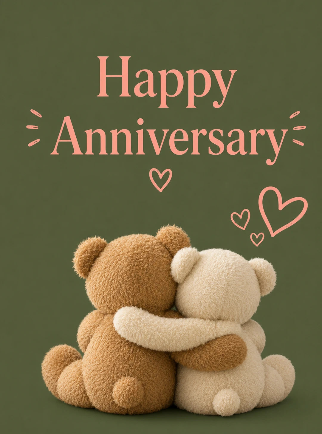 Cute Teddy Bears Hugging Anniversary Card for Him