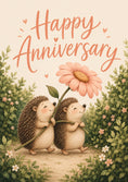 Load image into Gallery viewer, Cute Hedgehogs Carrying Flower Anniversary Card
