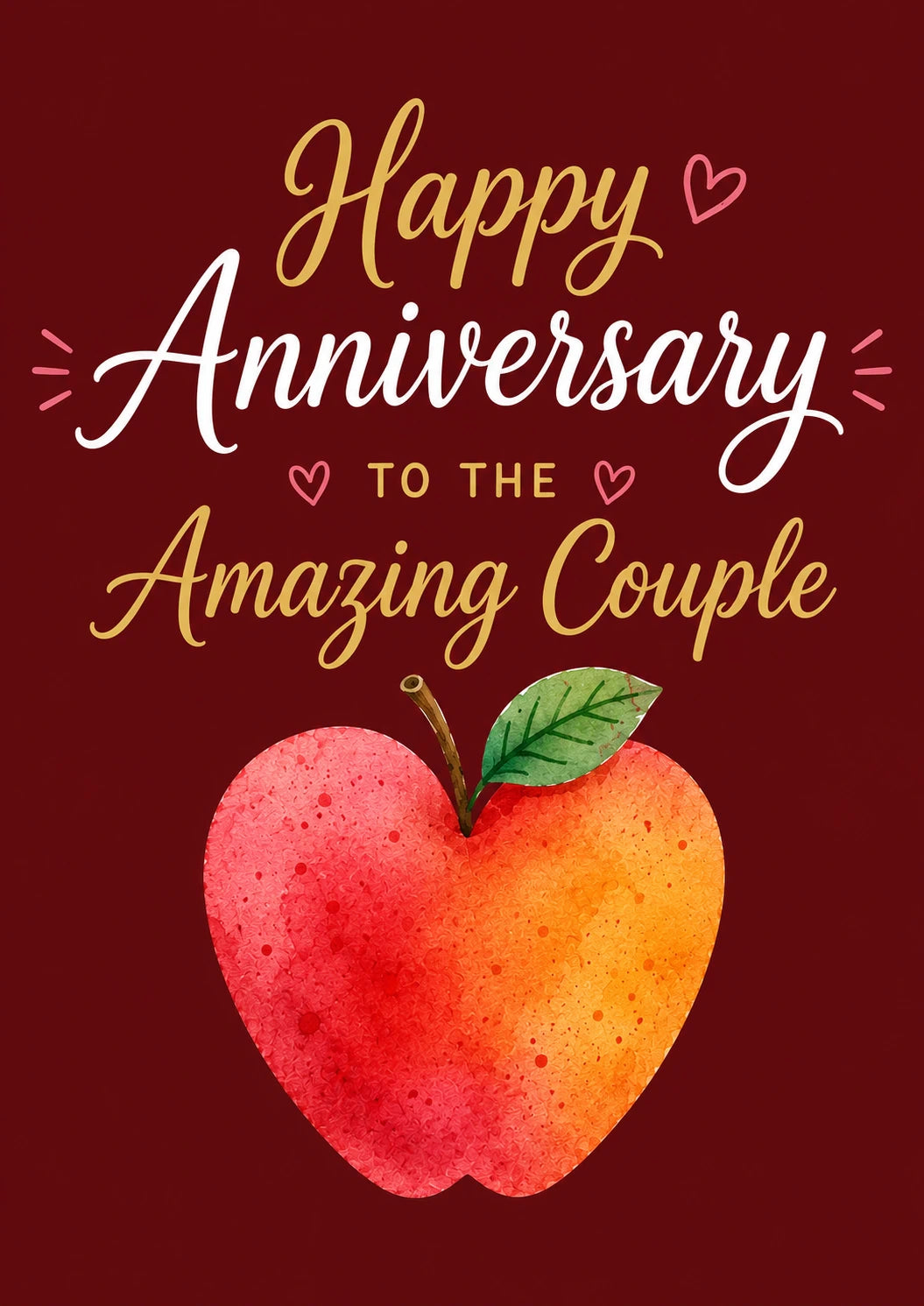 Heart-Shaped Apple Amazing Couple Anniversary Card