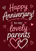 Load image into Gallery viewer, Pink Hearts Script Parents Anniversary Card
