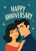 Load image into Gallery viewer, Retro Couple Illustration Happy Anniversary Card
