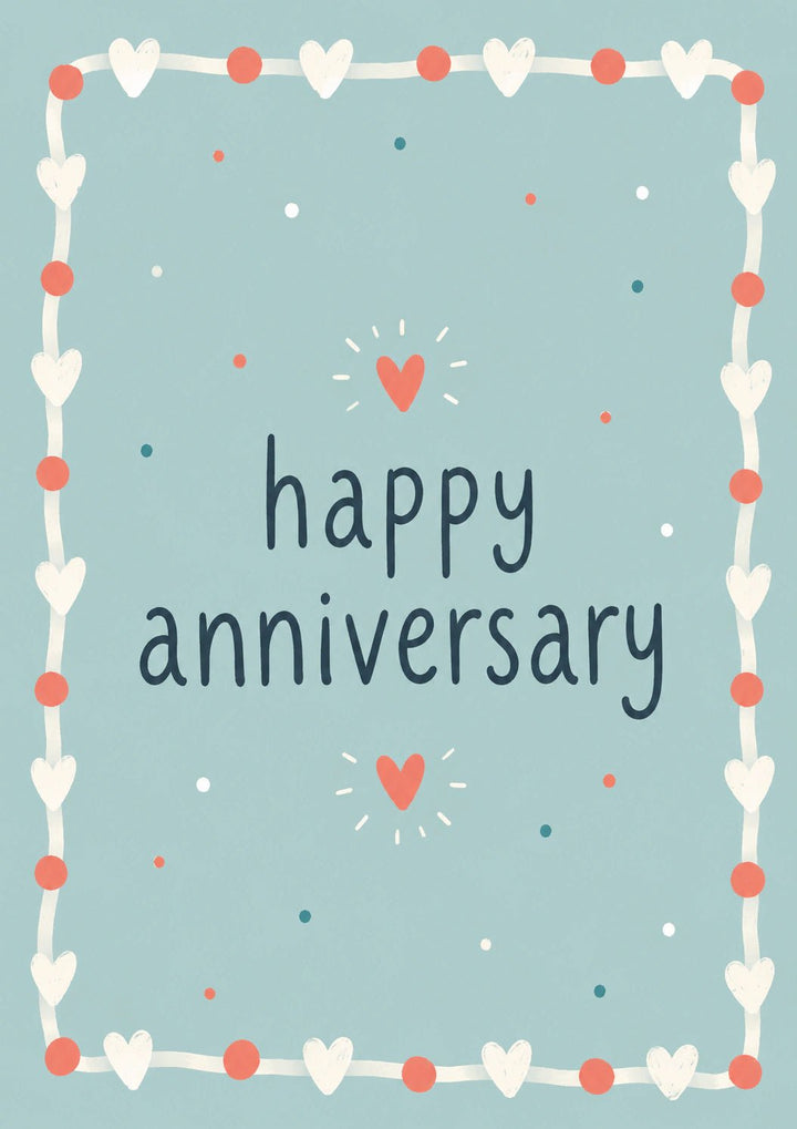 Heart Garland and Confetti Happy Anniversary Card