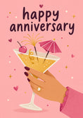 Load image into Gallery viewer, Cocktail Glass with Umbrella Anniversary Card for Her
