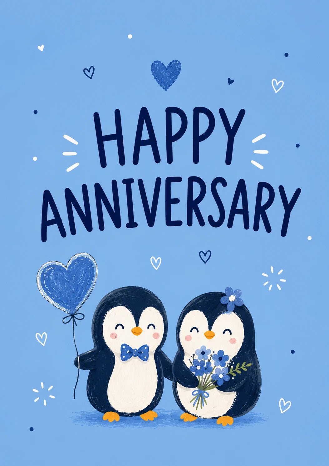 Cute Penguin Couple Happy Anniversary Card