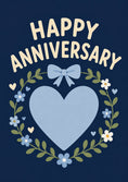Load image into Gallery viewer, Navy Floral Heart Wreath Happy Anniversary Card
