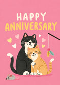 Load image into Gallery viewer, Cute Cats Hugging Happy Anniversary Card
