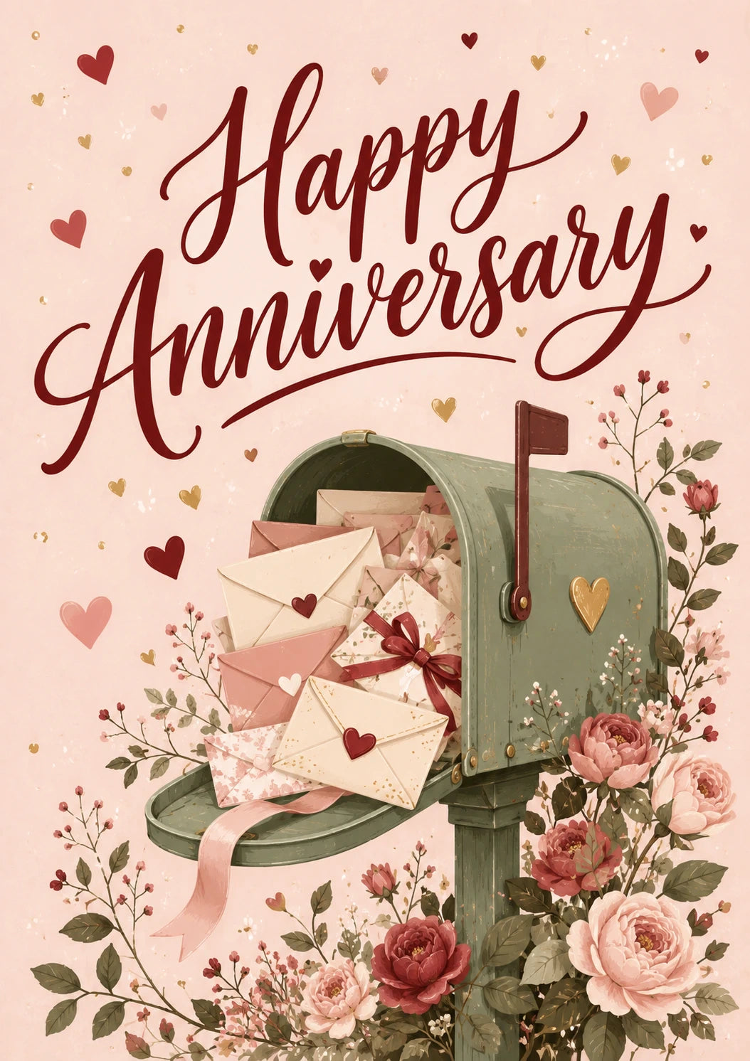 Vintage Mailbox Love Letters Anniversary Card for Her