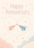 Load image into Gallery viewer, Paper Planes Heart Trail Anniversary Card for Her
