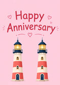 Load image into Gallery viewer, Twin Lighthouse Beacon Happy Anniversary Card
