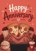 Load image into Gallery viewer, Cute Pizza Couple Sofa Night In Anniversary Card
