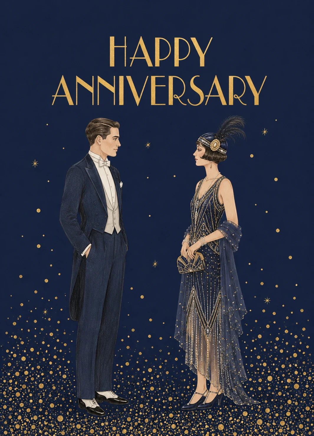 Art Deco 1920s Gatsby Couple Anniversary Card