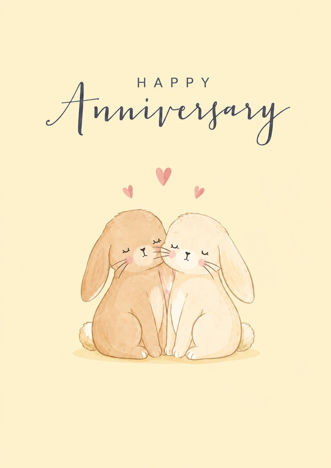 Cute Bunny Couple in Love Happy Anniversary Card