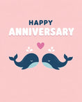 Load image into Gallery viewer, Cute Whale Couple Happy Anniversary Card
