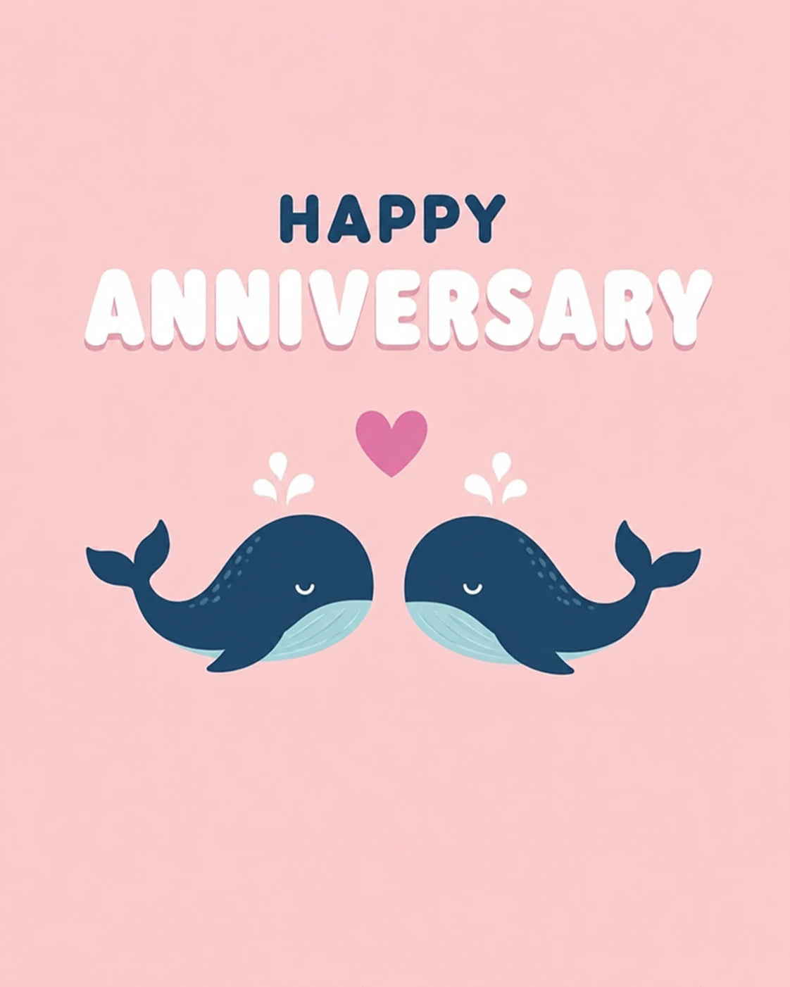 Cute Whale Couple Happy Anniversary Card