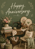 Load image into Gallery viewer, Vintage Sewing Room Floral Anniversary Card for Her
