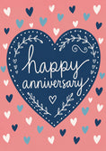Load image into Gallery viewer, Navy Heart Floral Anniversary Card for Uncle
