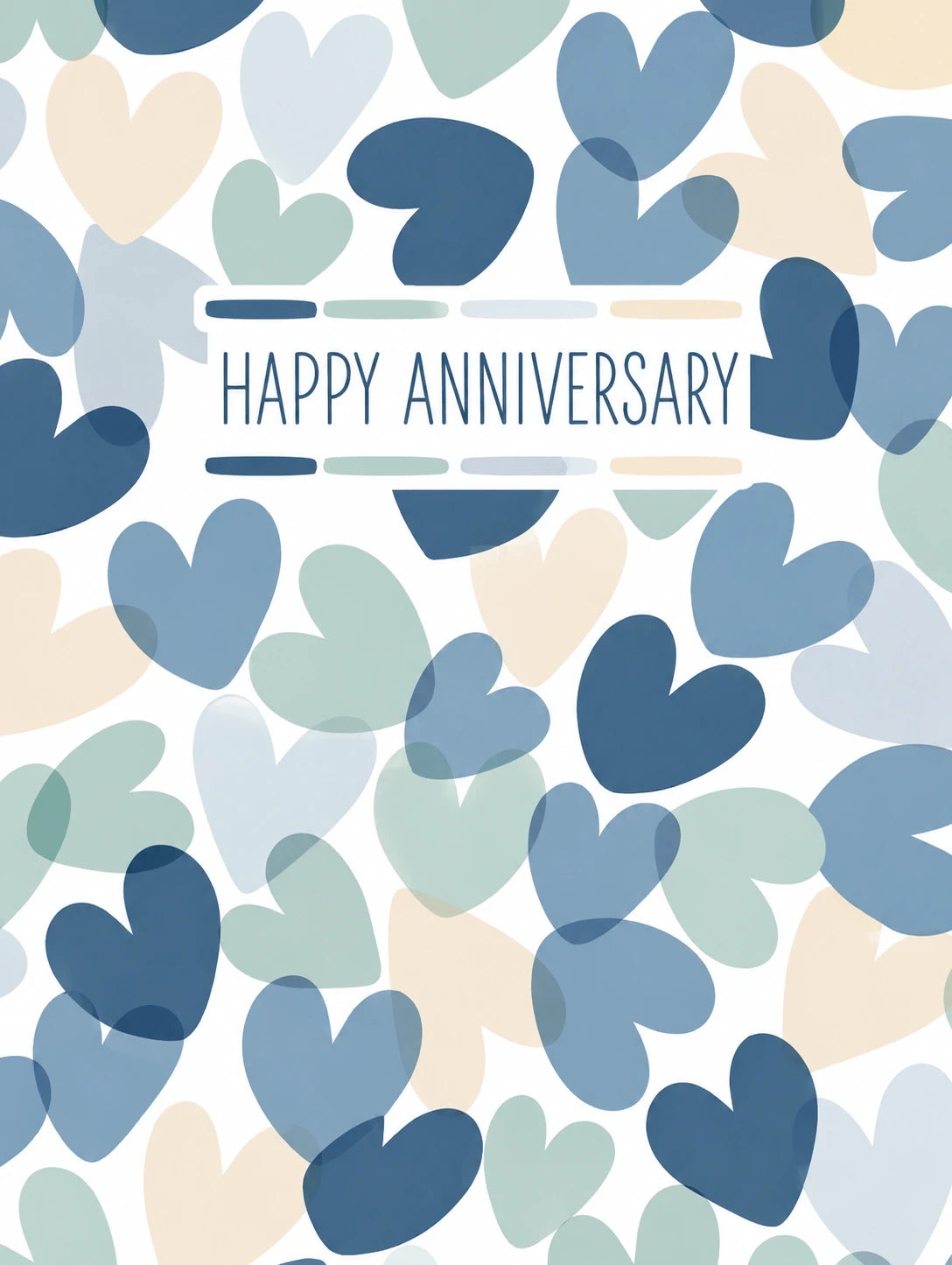 Blue Hearts Pattern Anniversary Card for Uncle