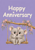 Load image into Gallery viewer, Cute Koala Bears on Swing Happy Anniversary Card
