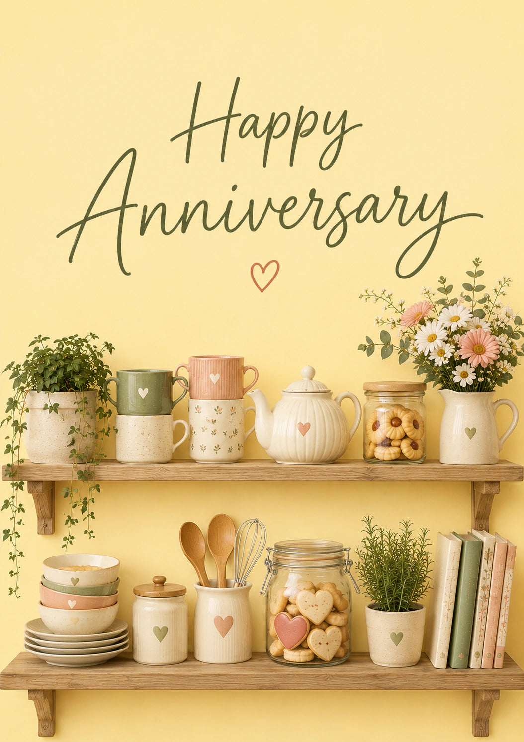 Cosy Kitchen Shelf Happy Anniversary Card for Her