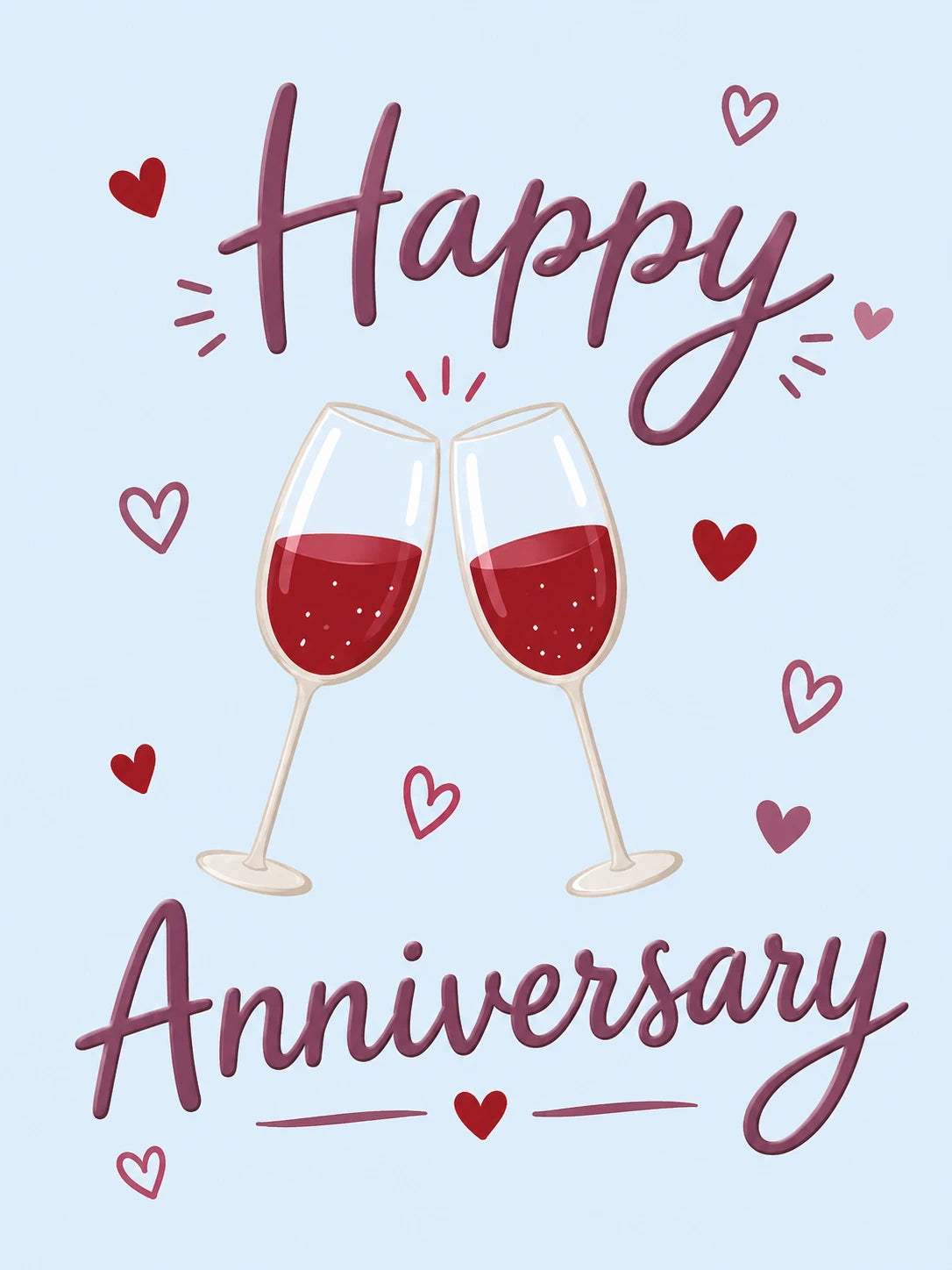 Red Wine Toast Anniversary Card for Her