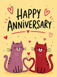 Load image into Gallery viewer, Cute Cat Couple Tails Heart Anniversary Card for Her

