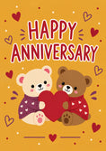 Load image into Gallery viewer, Cute Teddy Bears Holding Heart Anniversary Card for Her
