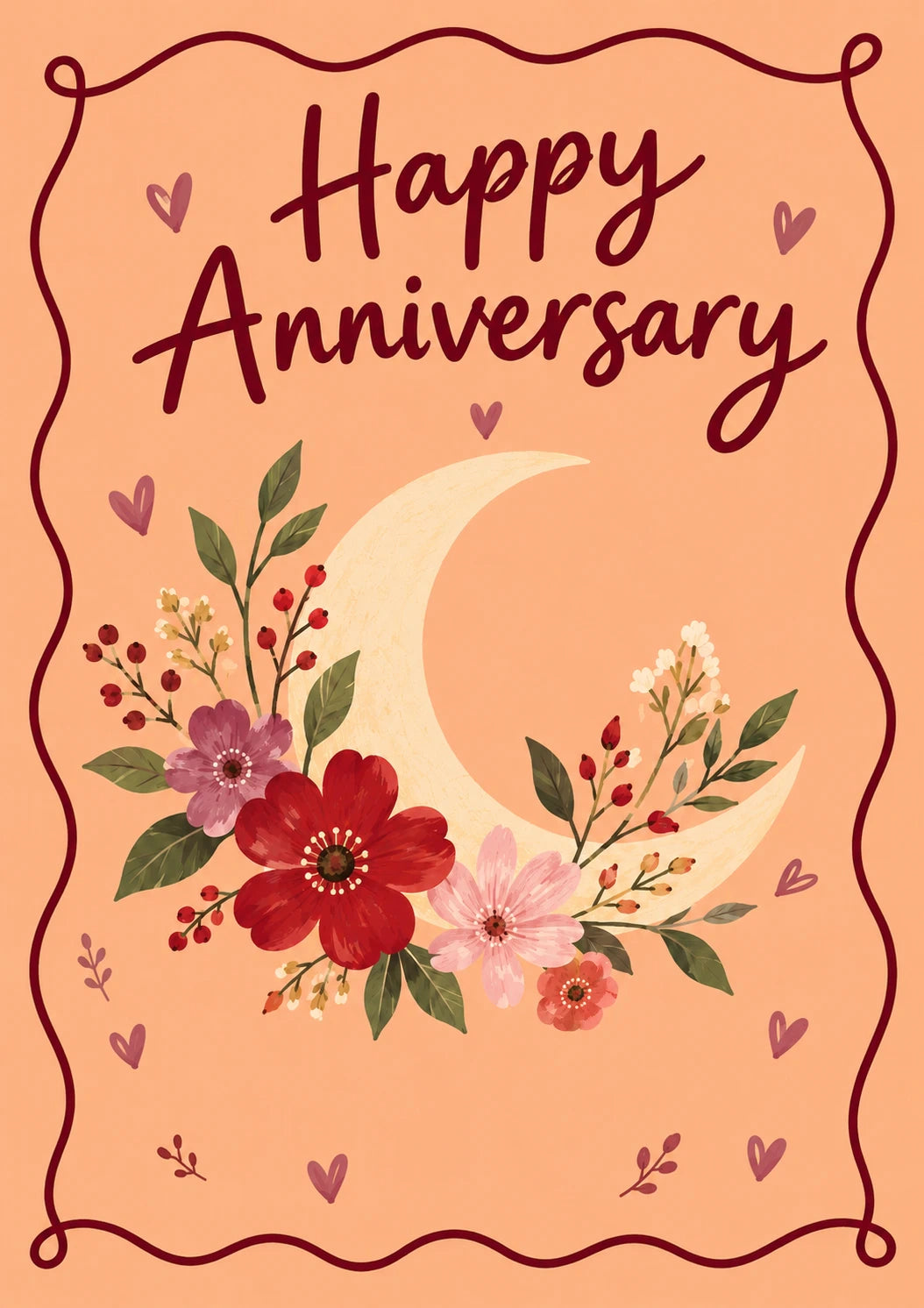 Floral Moon Step Mum Anniversary Card for Her