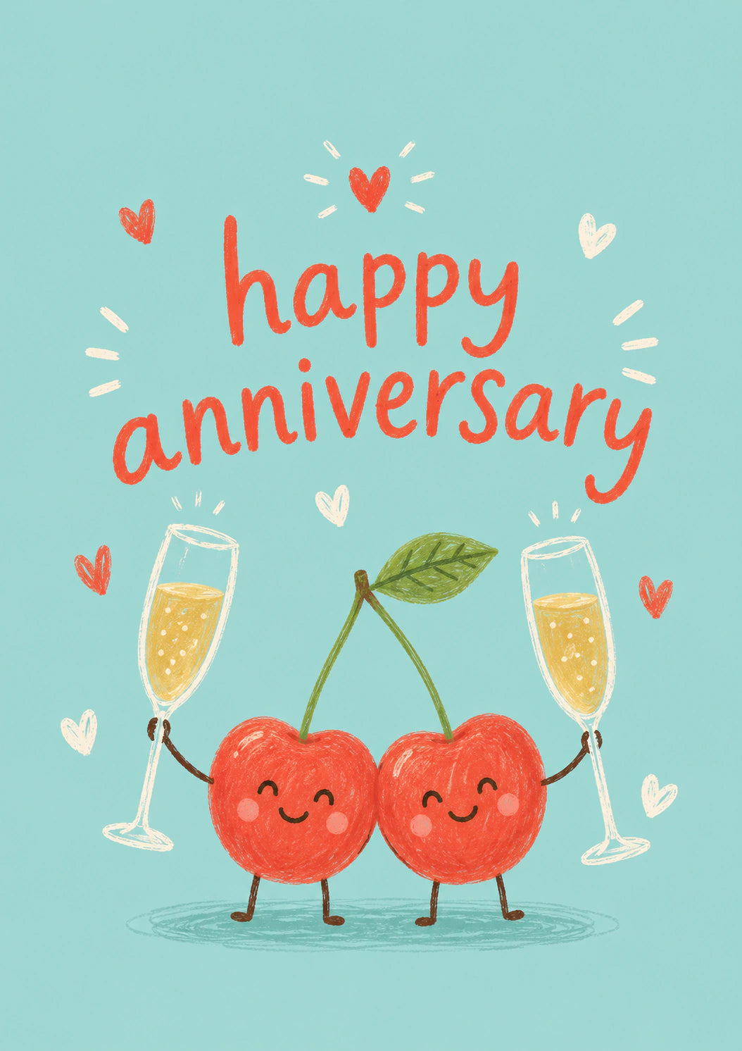 Funny Cherry Best Friends Champagne Toast Anniversary Card