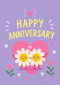 Load image into Gallery viewer, Cute Daisy Couple Heart Anniversary Card for Her
