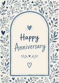 Load image into Gallery viewer, Blue Floral Botanical Heart Anniversary Card
