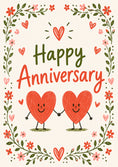 Load image into Gallery viewer, Cute Heart Characters Holding Hands Anniversary Card
