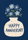 Load image into Gallery viewer, Smiley Blue Flowers in Vase Anniversary Card
