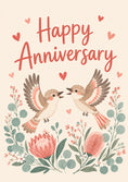 Load image into Gallery viewer, Cute Love Birds Floral Anniversary Card for Her
