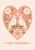 Load image into Gallery viewer, Cockatoo Pair Floral Heart Anniversary Card for Her
