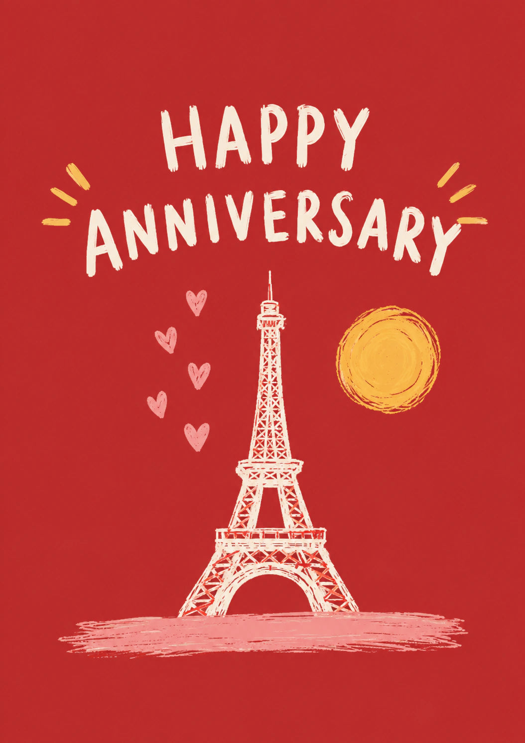 Paris Eiffel Tower Hearts Anniversary Card for Him