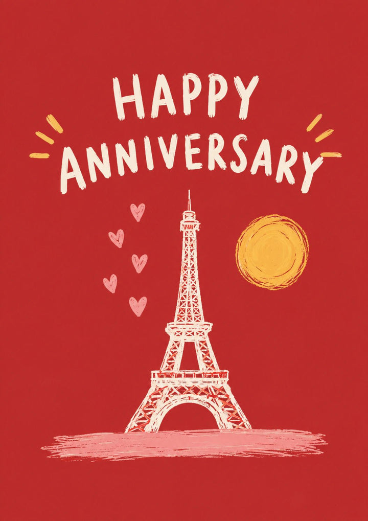 Paris Eiffel Tower Hearts Anniversary Card for Him