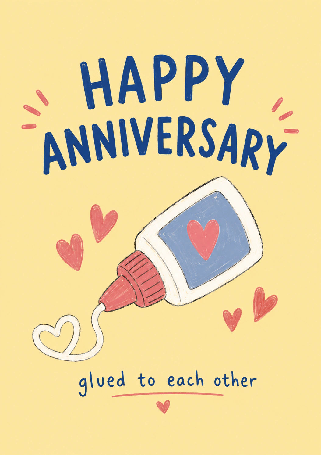 Funny Glue Bottle Glued to Each Other Anniversary Card