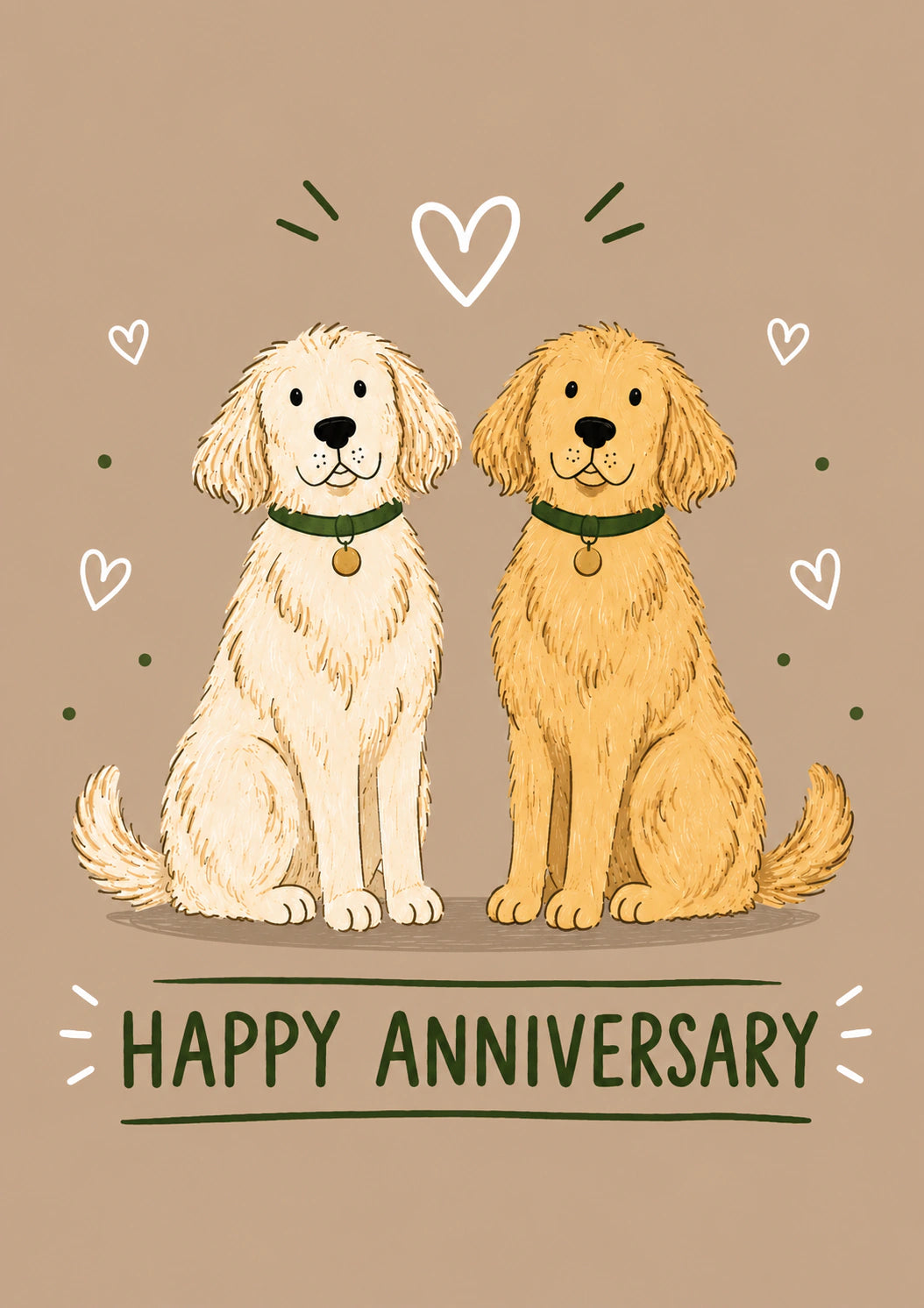 Cute Golden Retriever Duo Anniversary Card for Him