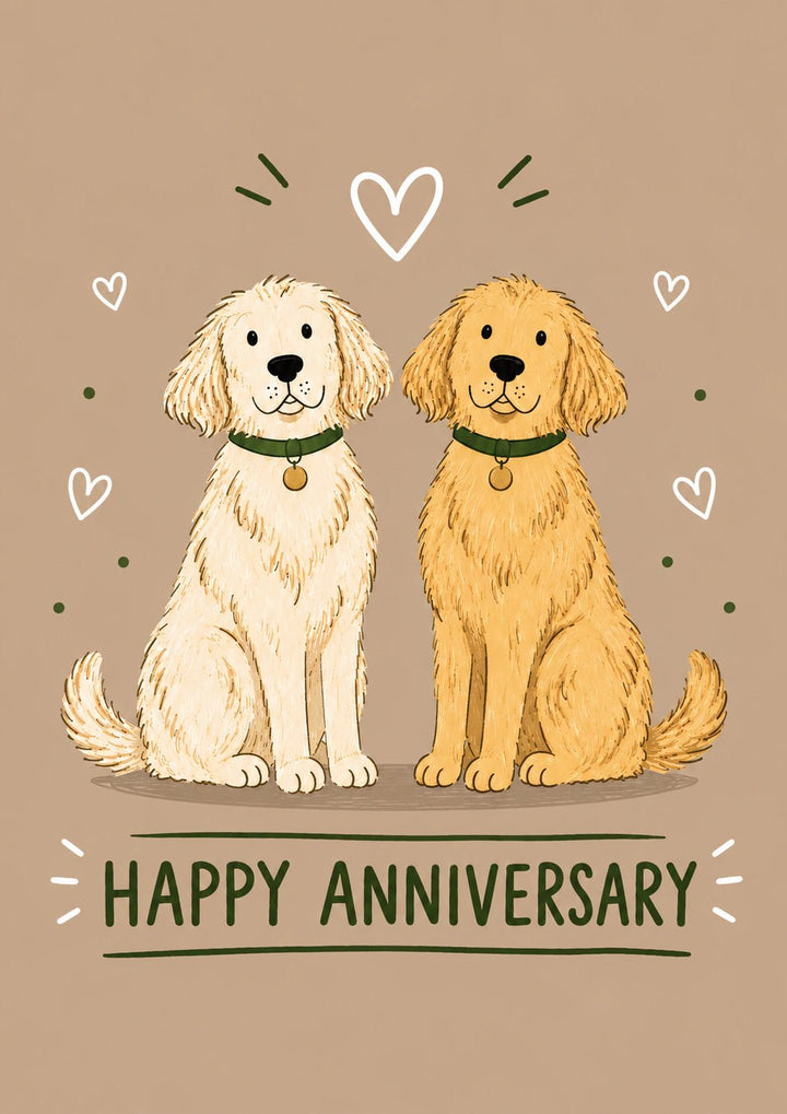 Cute Golden Retriever Duo Anniversary Card for Him