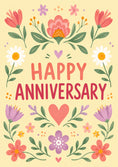 Load image into Gallery viewer, Floral Folk Art Happy Anniversary Card for Her
