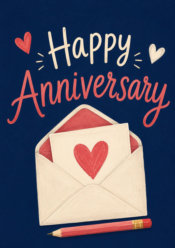 Love Letter Envelope Illustrated Anniversary Card