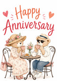 Load image into Gallery viewer, Teddy Bear Café Couple Anniversary Card

