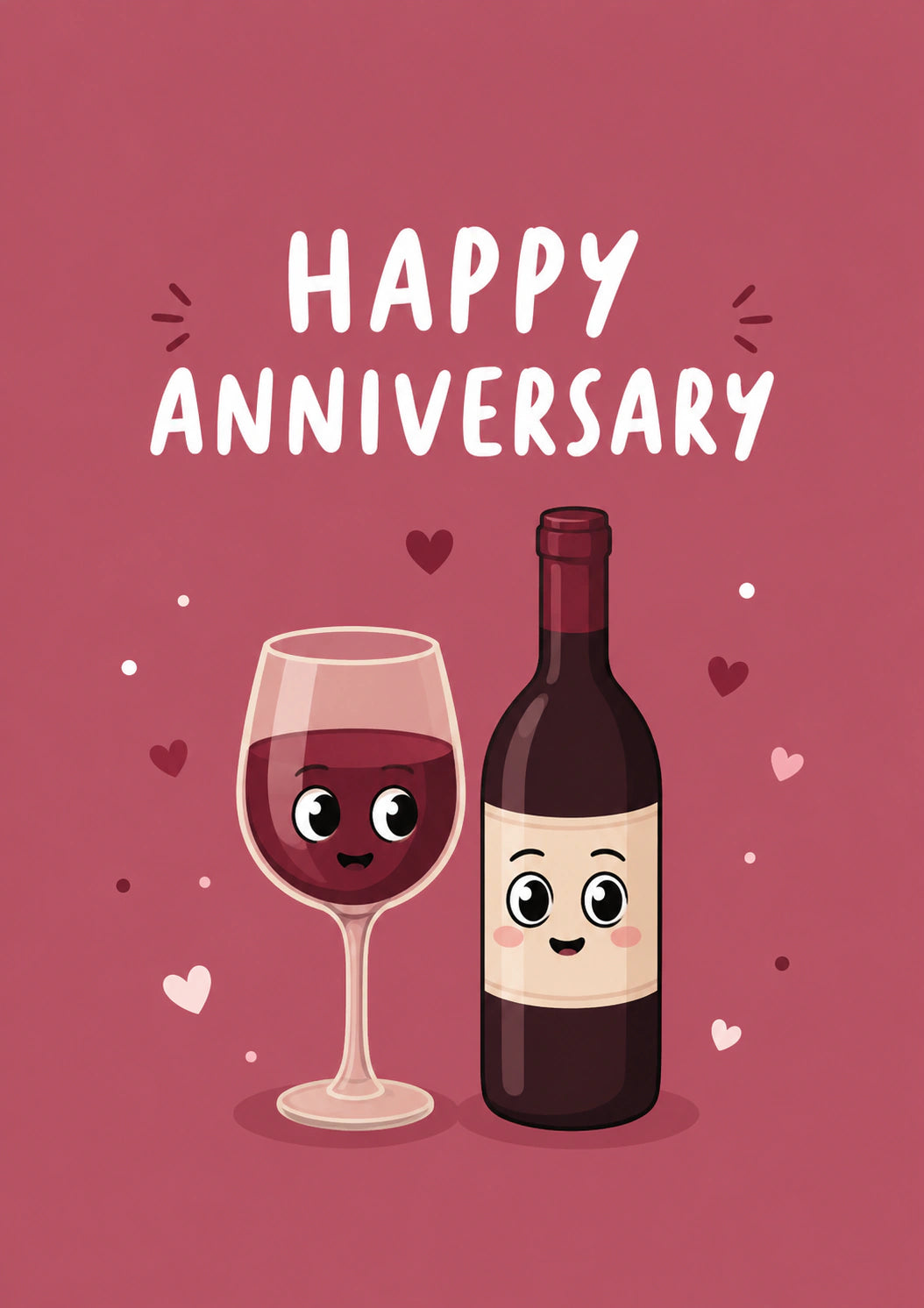 Cute Wine Bottle and Glass Anniversary Card for Brother in Law
