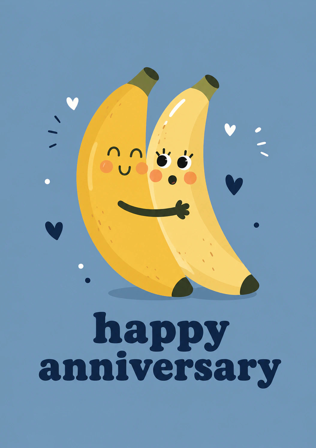 Funny Hugging Banana Couple Anniversary Card