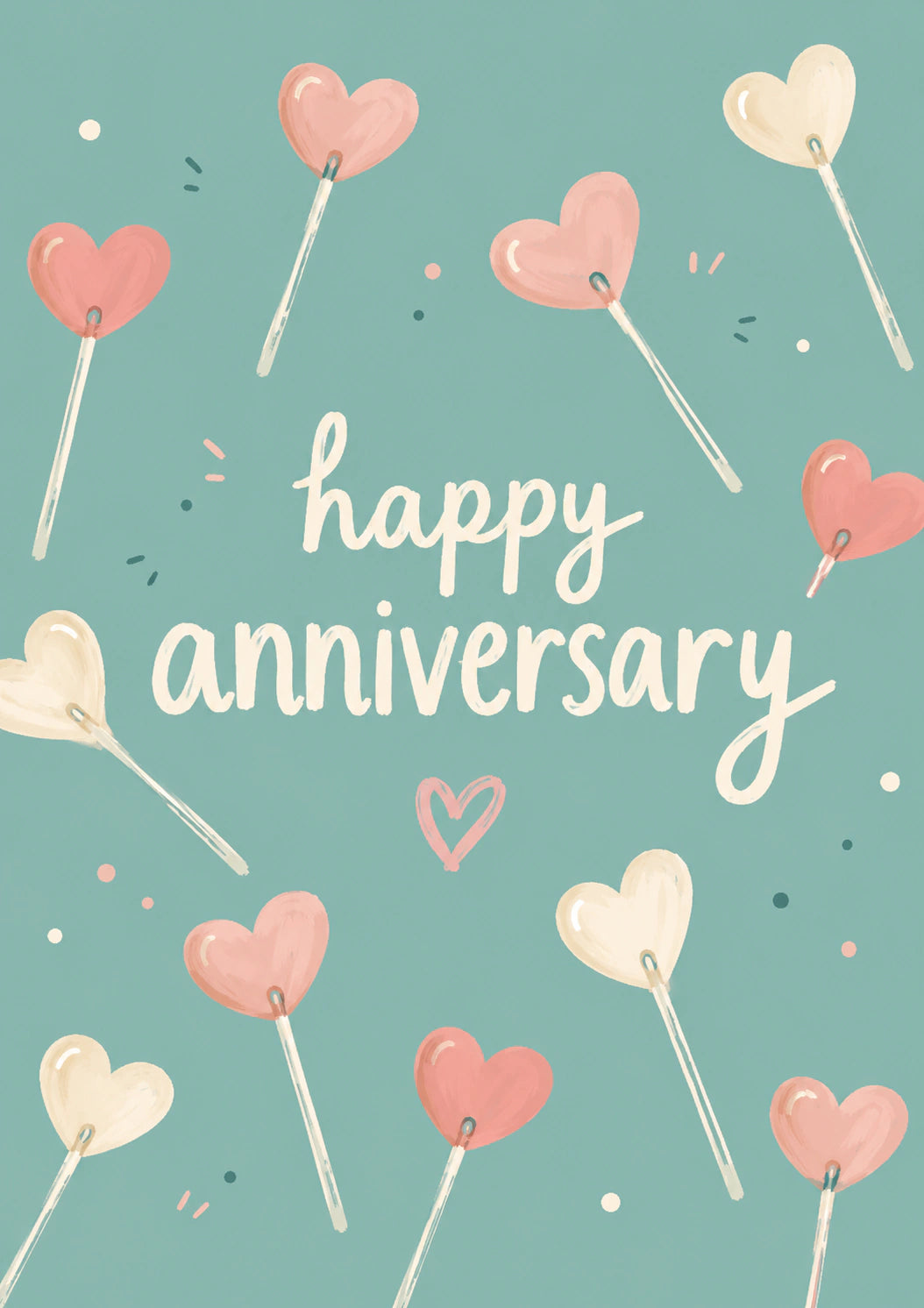 Heart Lollipop Illustrated Anniversary Card