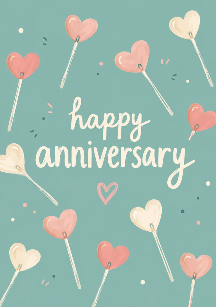 Heart Lollipop Illustrated Anniversary Card