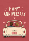 Load image into Gallery viewer, Retro Couple in Car Happy Anniversary Card
