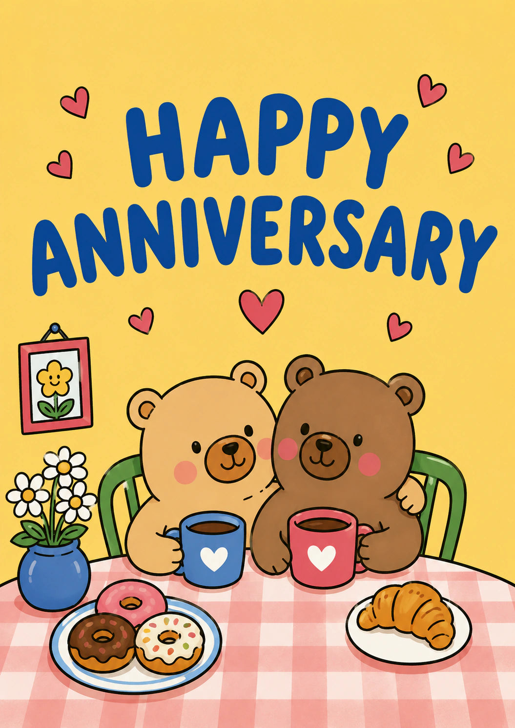 Cute Bear Couple Coffee Date Anniversary Card