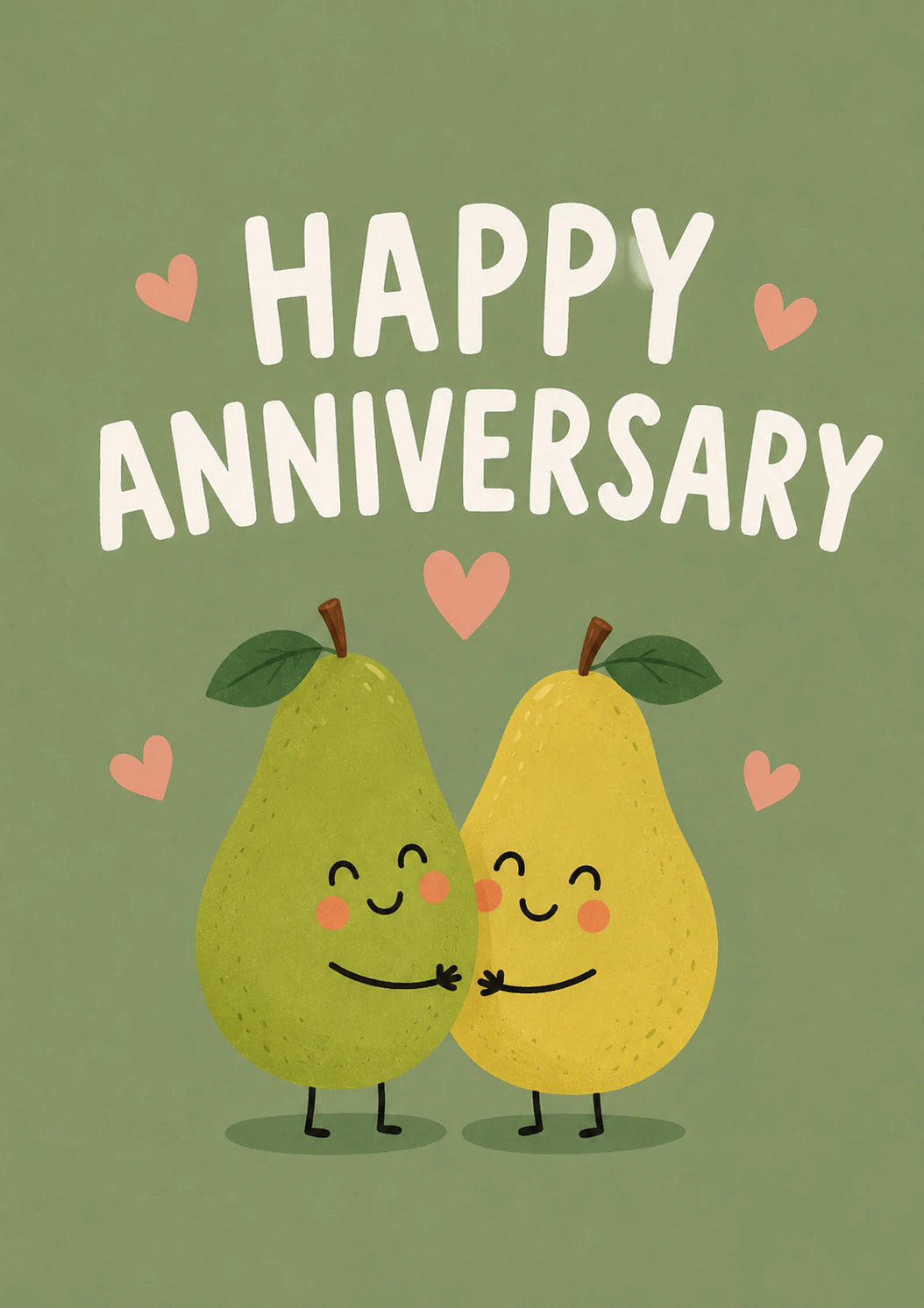 Funny Cute Pear Couple Happy Anniversary Card